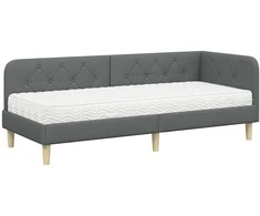 Lova Kampinė lovos konstrukcija Tamsiai pilka 80 x 200 cm audinys