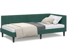 Lova Kampinė lovos konstrukcija Tamsiai žalia 90 cm x 200 cm Aksomas