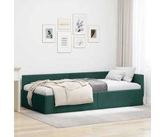 Lova Kampinė lovos konstrukcija Tamsiai žalia 80 cm x 200 cm audinys