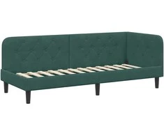 Lova Kampinė lovos konstrukcija Tamsiai žalia 80 x 200 cm Aksomas