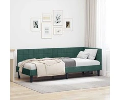 Lova Kampinė lovos konstrukcija Tamsiai žalia 80 cm x 200 cm Aksomas