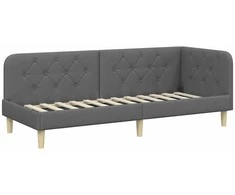 Lova Kampinė lovos konstrukcija Tamsiai pilka 80 x 200 cm audinys