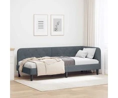 Lova Kampinė lovos konstrukcija Tamsiai pilka 80 x 200 cm Aksomas