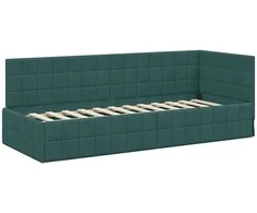 Lova Kampinė lovos konstrukcija Tamsiai žalia 80 cm x 200 cm Aksomas