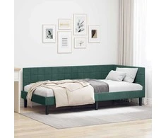 Lova Kampinė lovos konstrukcija Tamsiai žalia 100 cm x 200 cm