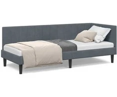Lova Kampinė lovos konstrukcija Tamsiai pilka 80 cm x 200 cm Aksomas