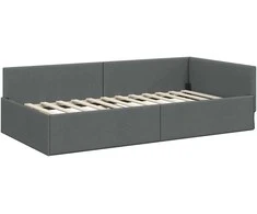 Lova Kampinė lovos konstrukcija Tamsiai pilka 90 cm x 190 cm audinys