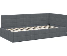 Lova Kampinė lovos konstrukcija Tamsiai pilka 90 cm x 190 cm Aksomas