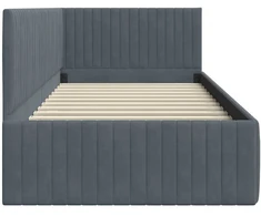 Lova Kampinė lovos konstrukcija Tamsiai pilka 90 cm x 200 cm Aksomas