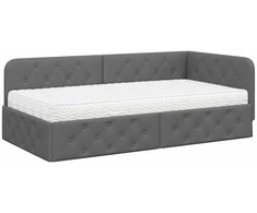 Lova Kampinė lovos konstrukcija Tamsiai pilka 90 x 200 cm audinys