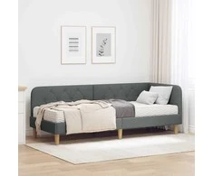 Lova Kampinė lovos konstrukcija Tamsiai pilka 80 x 200 cm audinys