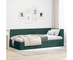 Lova Kampinė lovos konstrukcija Tamsiai žalia 100 cm x 200 cm