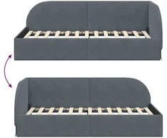Lova Kampinė lovos konstrukcija Tamsiai pilka 80 cm x 200 cm Aksomas