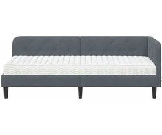 Lova Kampinė lovos konstrukcija Tamsiai pilka 80 x 200 cm Aksomas