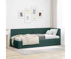 Lova Kampinė lovos konstrukcija Tamsiai žalia 80 cm x 200 cm Aksomas