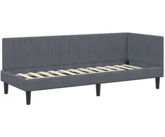 Lova Kampinė lovos konstrukcija Tamsiai pilka 80 cm x 200 cm Aksomas