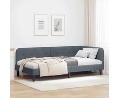 Lova Kampinė lovos konstrukcija Tamsiai pilka 90 x 200 cm Aksomas