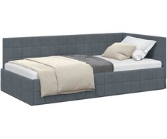 Lova Kampinė lovos konstrukcija Tamsiai pilka 90 cm x 200 cm Aksomas