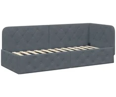 Lova Kampinė lovos konstrukcija Tamsiai pilka 80 x 200 cm Aksomas