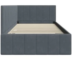Lova Kampinė lovos konstrukcija Tamsiai pilka 90 cm x 190 cm Aksomas