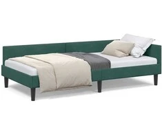 Lova Kampinė lovos konstrukcija Tamsiai žalia 90 cm x 200 cm Aksomas