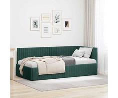 Lova Kampinė lovos konstrukcija Tamsiai žalia 90 cm x 190 cm Aksomas