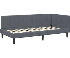 Lova Kampinė lovos konstrukcija Tamsiai pilka 90 cm x 200 cm Aksomas