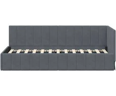 Lova Kampinė lovos konstrukcija Tamsiai pilka 80 cm x 200 cm Aksomas