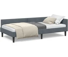 Lova Kampinė lovos konstrukcija Tamsiai pilka 80 cm x 200 cm Aksomas