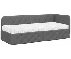 Lova Kampinė lovos konstrukcija Tamsiai pilka 80 x 200 cm audinys