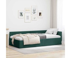Lova Kampinė lovos konstrukcija Tamsiai žalia 100 cm x 200 cm