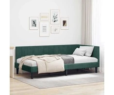 Lova Kampinė lovos konstrukcija Tamsiai žalia 90 cm x 200 cm Aksomas