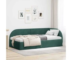 Lova Kampinė lovos konstrukcija Tamsiai žalia 80 cm x 200 cm Aksomas