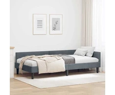 Lova Kampinė lovos konstrukcija Tamsiai pilka 90 cm x 190 cm Aksomas