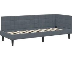 Lova Kampinė lovos konstrukcija Tamsiai pilka 80 cm x 200 cm Aksomas