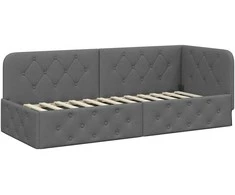Lova Kampinė lovos konstrukcija Tamsiai pilka 80 x 200 cm audinys
