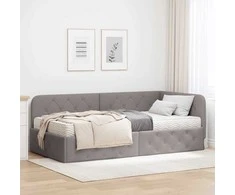 Lova Kampinė lovos konstrukcija Taupe 100 x 200 cm audinys