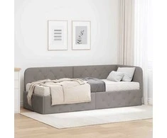 Lova Kampinė lovos konstrukcija Taupe 80 x 200 cm audinys