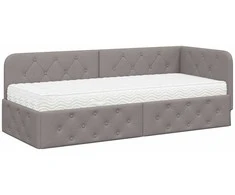 Lova Kampinė lovos konstrukcija Taupe 80 x 200 cm audinys