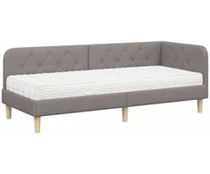 Lova Kampinė lovos konstrukcija Taupe 80 x 200 cm audinys