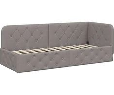 Lova Kampinė lovos konstrukcija Taupe 80 x 200 cm audinys