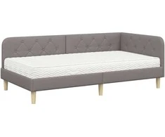Lova Kampinė lovos konstrukcija Taupe 90 x 200 cm audinys