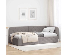 Lova Kampinė lovos konstrukcija Taupe 90 x 200 cm audinys