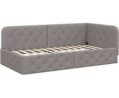 Lova Kampinė lovos konstrukcija Taupe 90 x 200 cm audinys