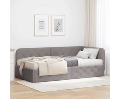 Lova Kampinė lovos konstrukcija Taupe 90 x 200 cm audinys