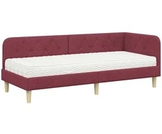 Lova Kampinė lovos konstrukcija Vyno raudona 80 x 200 cm audinys