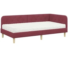 Lova Kampinė lovos konstrukcija Vyno raudona 90 x 190 cm audinys