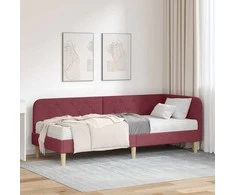 Lova Kampinė lovos konstrukcija Vyno raudona 80 x 200 cm audinys
