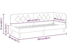 Lova Kampinė lovos konstrukcija Vyno raudona 80 x 200 cm audinys