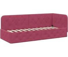 Lova Kampinė lovos konstrukcija Vyno raudona 80 x 200 cm Aksomas